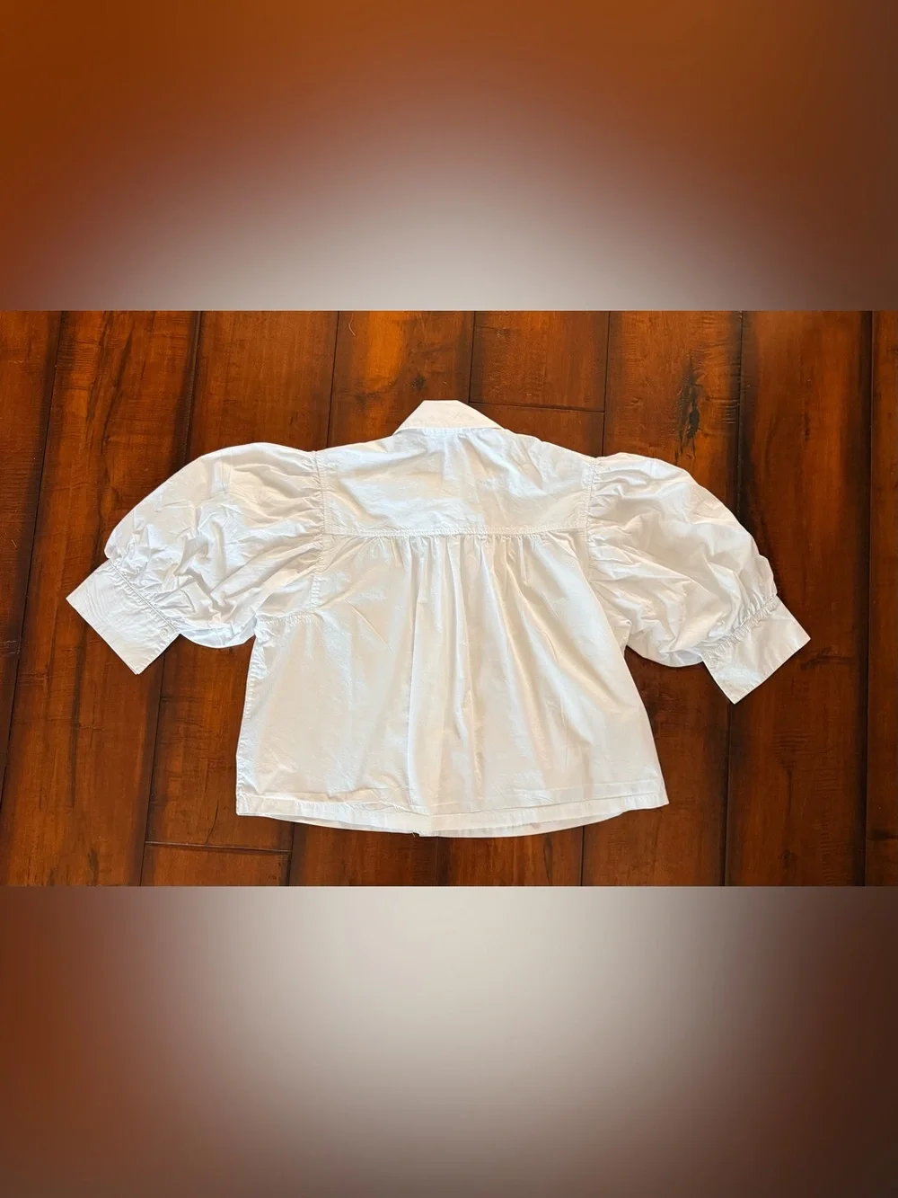 Zara White Puff-Sleeve Button-Up Blouse